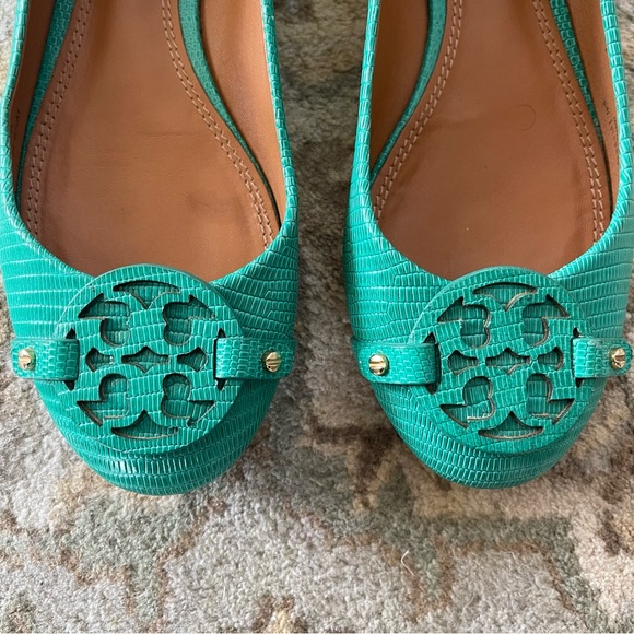 Tory Burch Mini Miller Flat Micro Tejus Green 8.5 - Picture 2 of 11